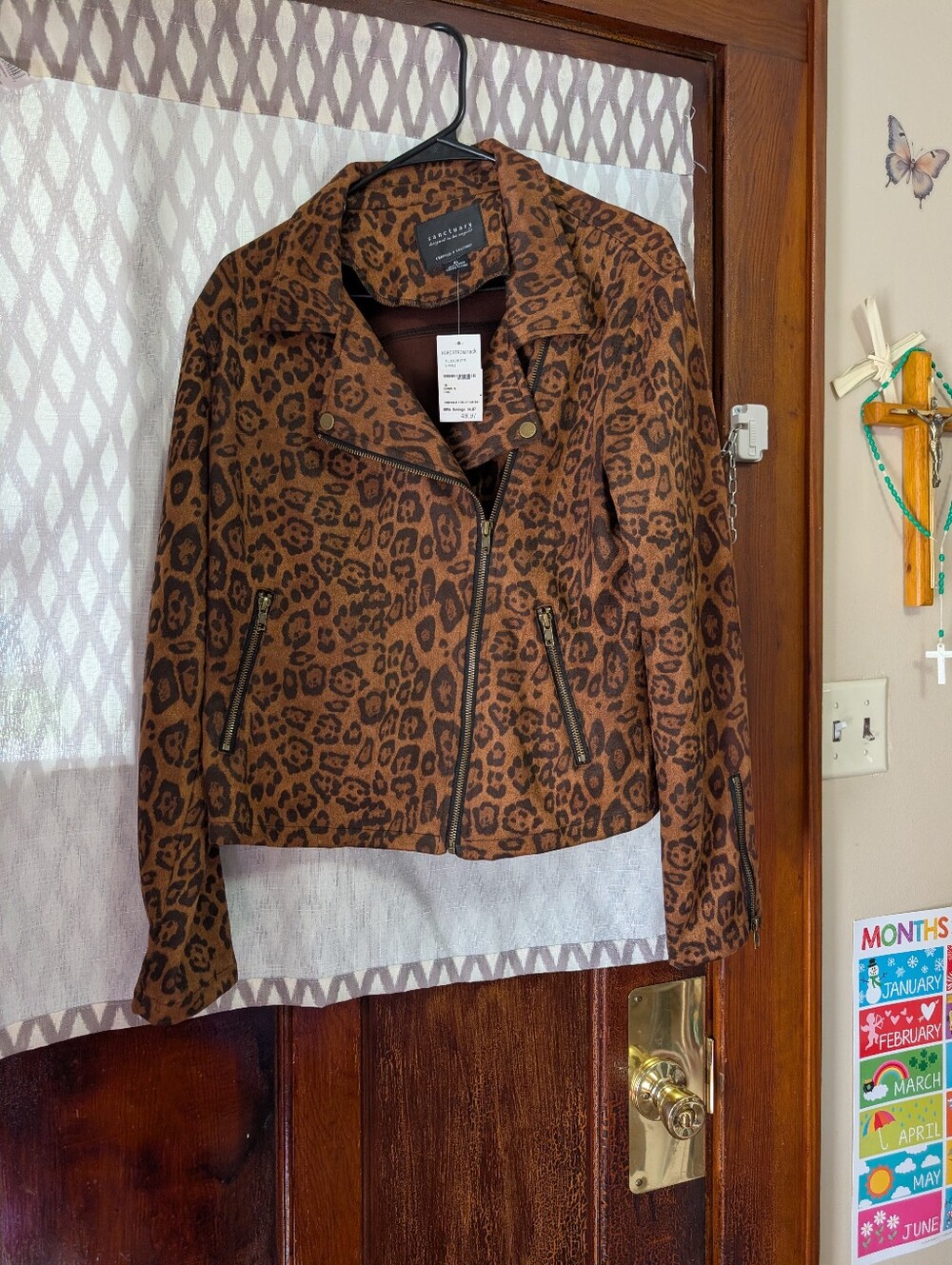 Leopard Print Moto Jacket - Brown Animal Print